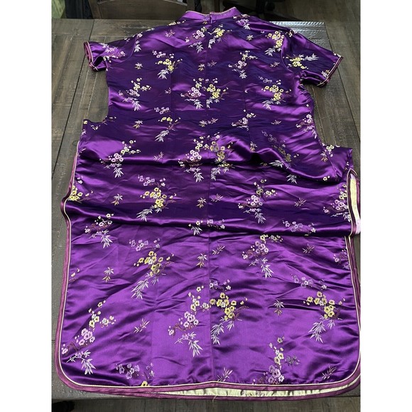 Mu lan Cheongsam Qipao purple Chinese Floral pattern Dress xxl - Picture 11 of 11